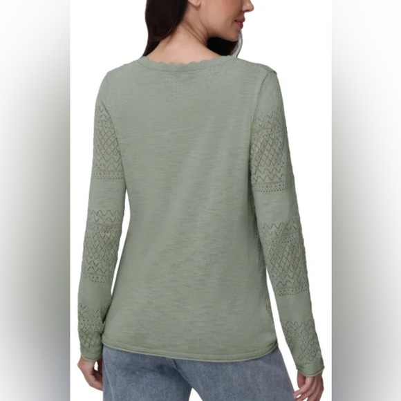 FRYE NWT Pointelle Green Women's Knit Cardigan Sweater - Picture 4 of 12